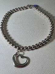 #オールドティファニー #ティファニー出品中 ↑ 美品 ティファニー Tiffany ボールチェーン ブレスオープンハート AG925 18cm 付属品 シルバー磨き布のサムネイル