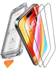 新品 「隅々まで全面保護・米軍MIL規格」TORRAS iPhone 16 ProMax専用ガラスフィルム 防指紋 サラサラ 強化極細縁 9H越え 宇宙航空材料 2枚 ガイド枠 6.9インチ アイフォン16 Pro Max用 保護フィルム GlassGo Ai