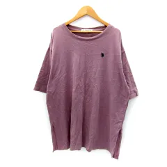 ユーエスポロアッスン U.S. POLO ASSN. Tシャツ カットソー 半袖 ラウンドネック 無地 ロゴ刺繍 L 紫 パープル /SY16