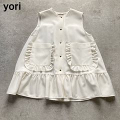 人気完売品✨yori 24SS ドットフロッキーティアードジレ ブラウス 黒