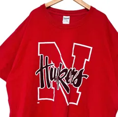 US古着 90s - 00s vintage GILDAN ギルダン Huskers ビッグロゴ オーバーサイズ 半袖 Tシャツ XL 赤 メンズ