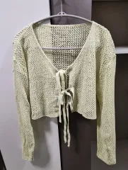 新) 夏 クロップド ニット カーディガン