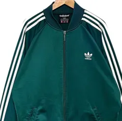 希少 80s - 90s vintage old adidas オールド アディダス 万国旗タグ 刺繍ロゴ サイドライン トラックジャケット ジャージ 緑 M