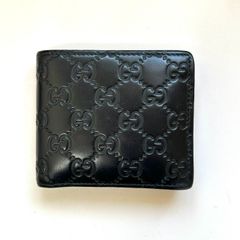 美品✨グッチ マネークリップ 札入れ シマ レザー 本革 GG柄 ブラック