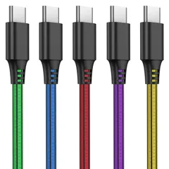 USB Type C ケーブル  タイプc ケーブル データ転送 急速充電 高耐久PVC素材 Samsung Galaxy Huawei Android各種他対応 (2mの５本セット・TypeC) (5本セット・２ｍ・TypeC)