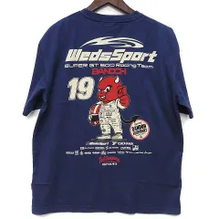 未使用品 テッドマン TED MAN カミナリモータース WedsSport BANDOH 抜染プリント Tシャツ 半袖 ブルー 青 44 WSBT-06のサムネイル