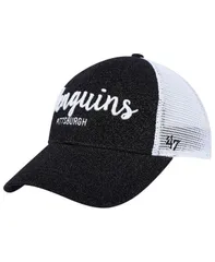 47 ブランド レディース アクセサリー 帽子 47 Brand Womens Black White Pittsburgh Penguins Encore MVP Trucker Snapback Hat Black White ホワイト