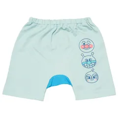 新品 アンパンマン 2025年 夏物 ニットデニム ３キャラ ３分丈モンキーパンツ Anpanman サックス◇80cm jksa4514-5