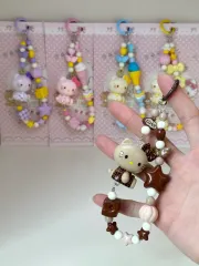 ハンドメイド ハローキティ ビーズ ストラップ スマートフォン キーホルダー