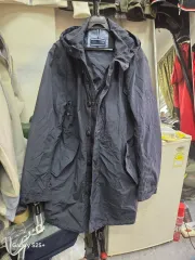 トミーヒルフィガー フード ロング コート ネイビー