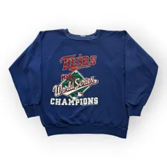 80s USA製 Champion ミネソタ・ツインズ スウェット 1987 ワールドシリーズ優勝 MLB ヴィンテージ ラグラン ネイビー