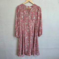 レディース 小花柄 ラップ スタイル ロング ONE PIECE F JJ1305