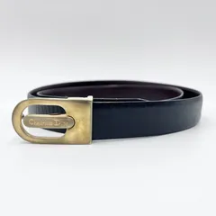 Christian Dior（クリスチャンディオール）ヴィンテージ レザーベルト ロゴバックル ブラック ゴールド金具 レディース【中古】
