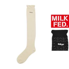 靴下 ソックス レディース ミルクフェド ハイソックス MILKFED LACE LONG SOCKS ハイソックス 白 ホワイト レース ブランド ワンポイント 無地 シンプル ロゴ おしゃれ 可愛い 履き心地 103261054008のサムネイル