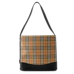バーバリー ショルダーバッグ チェック キャンバス レザー BURBERRY バッグ 黒