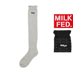 靴下 ソックス レディース ミルクフェド ハイソックス MILKFED LACE LONG SOCKS ハイソックス アッシュ グレー 灰色 レース ブランド ワンポイント 無地 シンプル ロゴ おしゃれ 可愛い 履き心地 103261054008のサムネイル