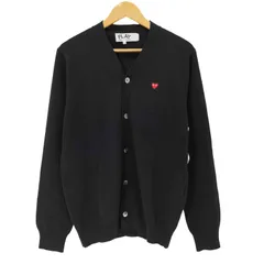プレイコムデギャルソン PLAY COMME des GARCONS AD2021/7 V-Neck Cardigan With Red Small Emblem TOP紡毛ラムウール天竺 カーディガン メンズ JPN：L 