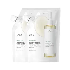 ANUA(アヌア)ドクダミポアコントロールクレンジングオイル200ml (リフィル) セット 毛穴 角質 皮脂 黒ずみケア メイク落とし 化粧落とし 詰め替え用 つめかえ用 heartleaf cleansing oil 混合肌 オイリー肌  7f2134ce