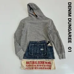 DENIM DUNGAREE デニムダンガリー☆ミッキーマウスコラボ スウェット パーカー 01 グレー デニム フーディ