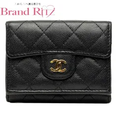 中古 シャネル ココマーク マトラッセ 三つ折り財布 ブラック キャビアスキン レディース CHANEL 【送料無料】【三田店】