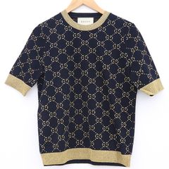 GUCCI GGロゴニット・セーター ネイビー・ゴールド GUCCI GGロゴニット・セーター ネイビー・ゴールド - メルカリ