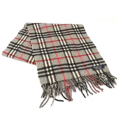 バーバリーズ Burberrys ノバチェック マフラー 毛 100％ グレー 【yy】【中古】4000010801000360