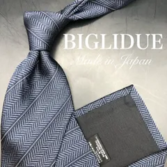 BIGLIDUE ネクタイ 紺 ネイビー ヘリンボーン ストライプ 総柄