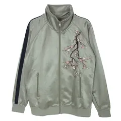 TAKEO KIKUCHI タケオキクチ 170-38140 チェリーブロッサム エンブロイダリー 桜刺繍 サイドライン トラックジャケット ジャージ モスグリーン系 2【美品】【中古】のサムネイル
