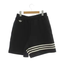 アディダスオリジナルス adidas originals パンツ M 黒 ブラック ロゴ刺繍 ストライプ柄 ショート丈 /JP