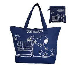 【新品】 SNOOPY クーラーバッグ 買い物バッグ レジカゴバッグ アルミ 保冷インナー 折りたたみ 大容量 30L かわいい スヌーピー ネイビー 41× 58 ×マチ19cm 0