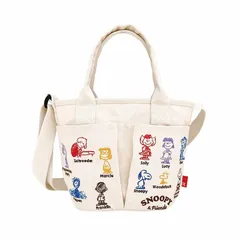 【新品】 [ルートート] スヌーピー 刺繍 ショルダー付 ミニ トートバッグ IP ベビールー ポケッツ ピーナッツ 0C 8422 (01 アイボリー) 0