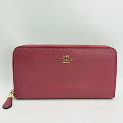 COACH コーチ 長財布 ラウンドファスナー ローズピンク系 レザー ゴールド金具