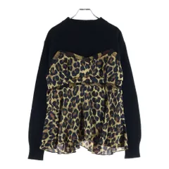 Sacai (サカイ) 22SS Leopard Print Knit Pullover レオパードプリント プルオーバーニット レディース ブラック/ブラウン 22-06354のサムネイル