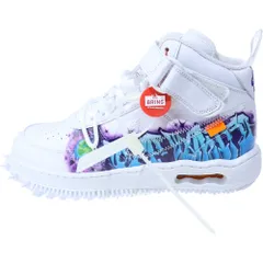 NIKE (ナイキ) ×OFF-WHITE AIR FORCE1 MID SP LTHR オフホワイト エアフォース1 ミッドカットスニーカー ホワイト US8/26cm DR0500-100