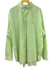 POLORALPH LAUREN (ポロラルフローレン) BLAKE 長袖ギンガムチェックシャツ ボタンダウン ポニー刺繍 90S 00S 古着 ビンテージ XXL ライトグリーン系 メンズ/027