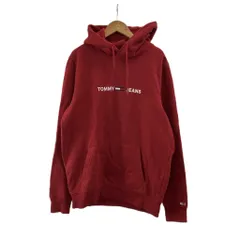 トミー TOMMY スウェットパーカー フーディー S 赤 レッド 長袖 ロゴプリント プルオーバー 裏起毛 /PP ■GY49