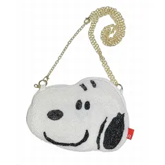 【新品】 [ルートート] 8391 スヌーピー オールビーズ 手刺繍 ポシェット IP BR ビーズ Peanuts (01 ホワイト) 0