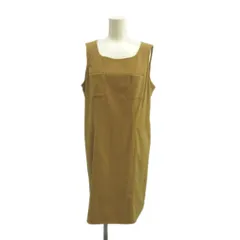 エル ELLE ワンピース ミモレ丈 黄 イエロー ノースリーブ スクエアネック パッチポケット /YU ■ECC003