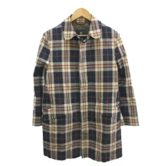 ザ スコッチ ハウス The Scotch House コート M 茶 ブラウン 紺 ネイビー チェック柄 レギュラーカラー 長袖 ハーフ ミドル丈 /GR ■ECC003のサムネイル