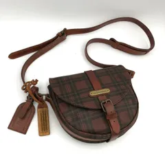 ポロラルフローレン ショルダーバッグ チェック柄 ブラウン レザー 茶 ビンテージ