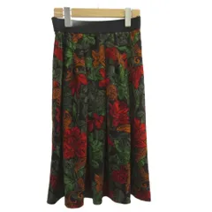 ジョルジュレッシュ GEORGES RECH スカート 38 茶 ブラウン マルチカラー 花柄 ウエストゴム 膝丈 /GR ■ECC003