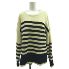 ザショップティーケー THE SHOP TK ニット セーター M オフホワイト 黒 ブラック ボーダー柄 ラウンドネック 長袖 /GR ■ECC003