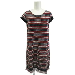 ソーノ SONO ワンピース ミニスカート M レッド ネイビー ストライプ柄 ラウンドネック 半袖 /KV ■ECC003