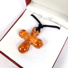 良品 Baccarat バカラ クロス ネックレス チョーカー オレンジ シルバー SV 925 十字架 ヒモ ケース付き レディース アクセサリーのサムネイル