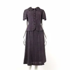 レリアン Leilian スカートスーツ 上下 セットアップ 総レース 半袖 ジャケット ロングスカート M 9 くすみ紫 ラベンダー色 グレー