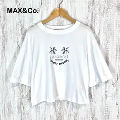 美品 MAX&Co. マックスアンドコー ヤシの木 ロゴプリント クロップド丈 Tシャツ ホワイト レディース 半袖 トップスのサムネイル