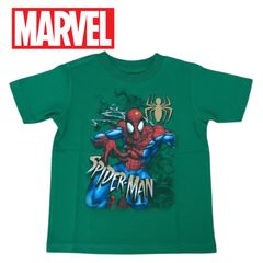 Brand new Spider-Man T-shirt by Marvel, green color. Available in sizes 90cm, 95cm, 100cm, and 110cm.