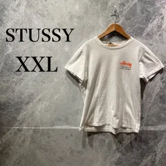 STUSSY レディース M 白 オレンジ ビッグロゴ Tシャツ ストリート
