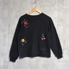 【激レア/90s】KENZO JEANS ケンゾー スウェット 刺繍 花柄 ブラック FREEサイズ 日本製 ヴィンテージ 古着 葛飾北斎タグ