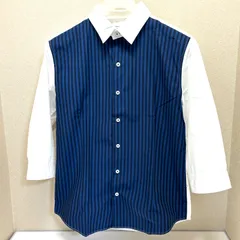 【美品】トゥモローランド BLUE WORK × ギャルソンウェーブ 切替シャツ サイズ3（L相当） 日本製【クーポン利用で、20%OFF】のサムネイル